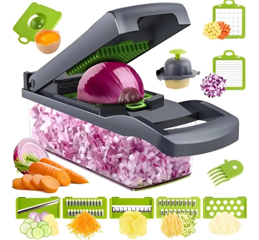 Cortador Alimentos Ralador Para Cozinha 16 1 Inox Maxmulti Verde