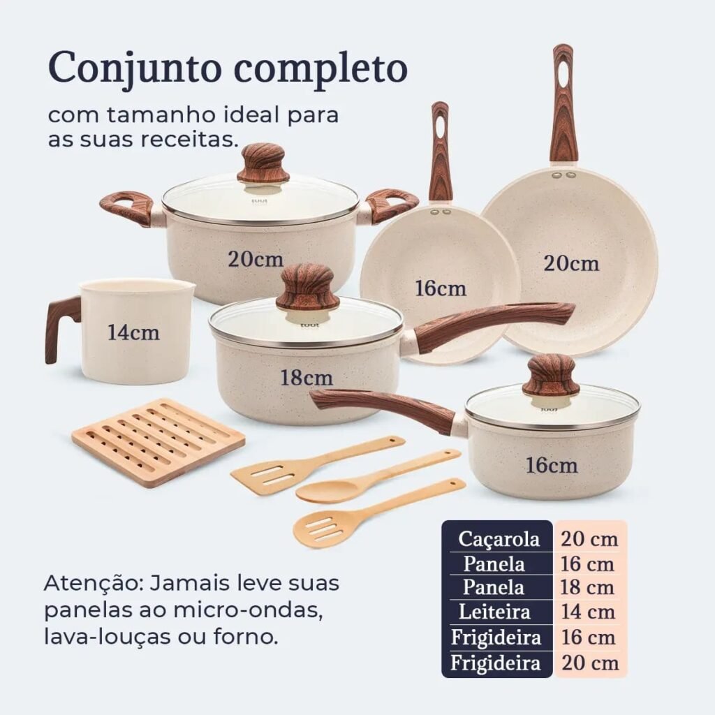 Jogo De Panelas Induçao Antiaderente Cerâmica 10 Peças Ppg Pfoa Free Baunilha