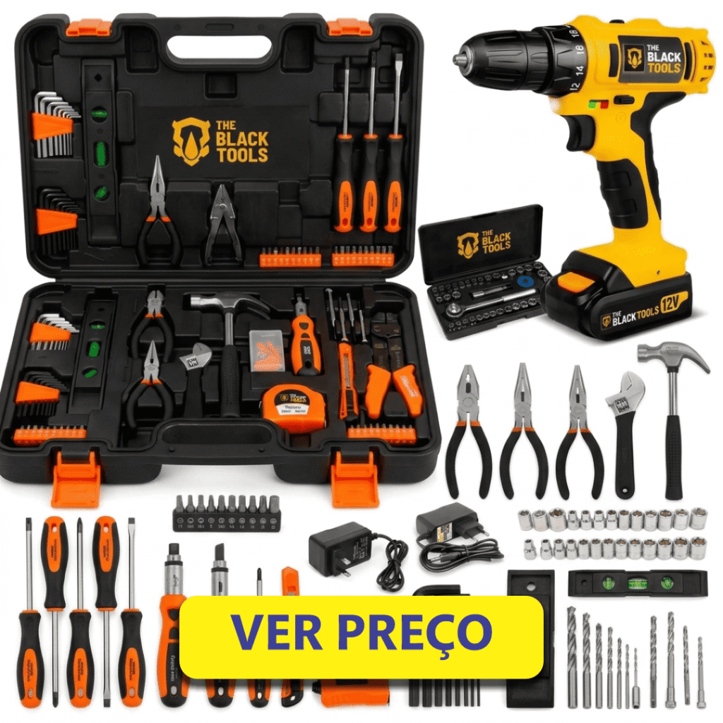 Kit De Ferramentas 169 Peças + Parafusadeira Furadeira 12v.
